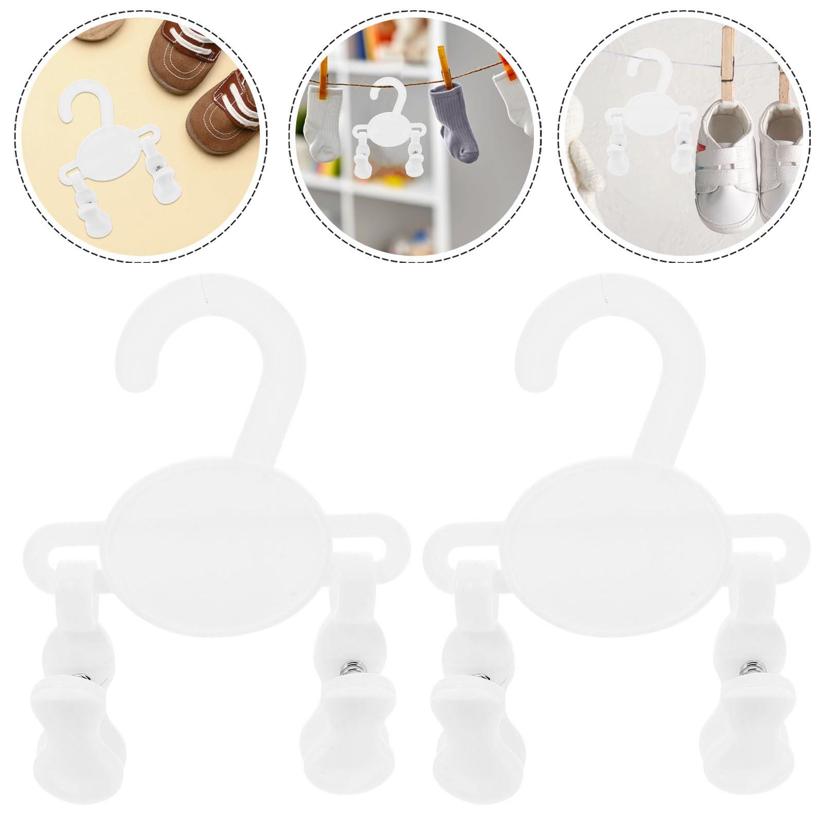Baby Nursery Hooks - 10個入りベビーシューズフック 多機能プラスチック製ソックスハンガークリップ 保育園クローゼットオーガナイザー 子供服ラック 乳児服用
