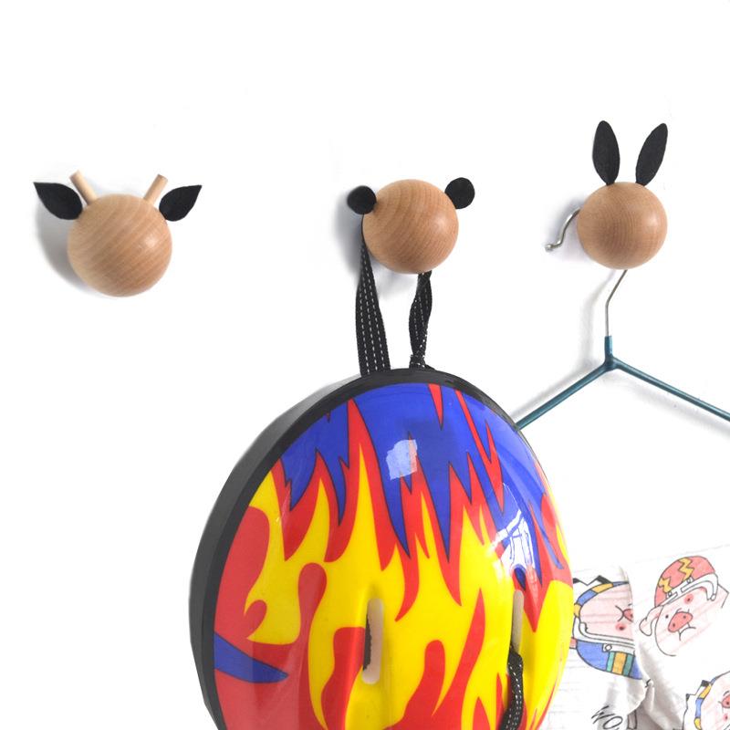 Baby Nursery Hooks - モダンミニマリスト木製フック子供部屋漫画動物ヘッド壁掛けフック保育園ベビー収納オーガナイザー