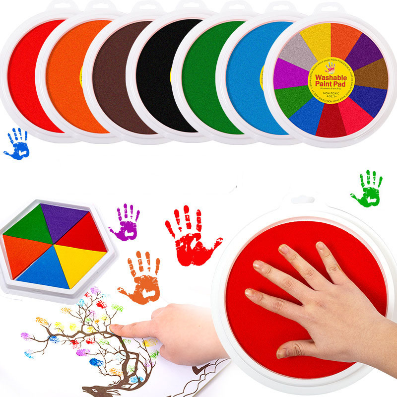Footprint Ink Kit - 5 大型ラウンドクラフトインクパッド非毒性ベビーケア指紋インクパッドスタンプ洗える新生児ペットの足跡インプリントキットお土産