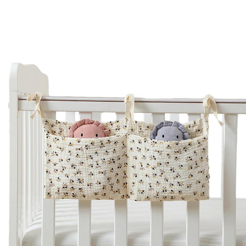 Baby Nursery Organizer - ベビーベッドオーガナイザー、キャディベッド、収納バッグ、2ポケット、ベッドサイドハンギングナー、おむつ、おもちゃ、衣類用保育園オーガナイザー