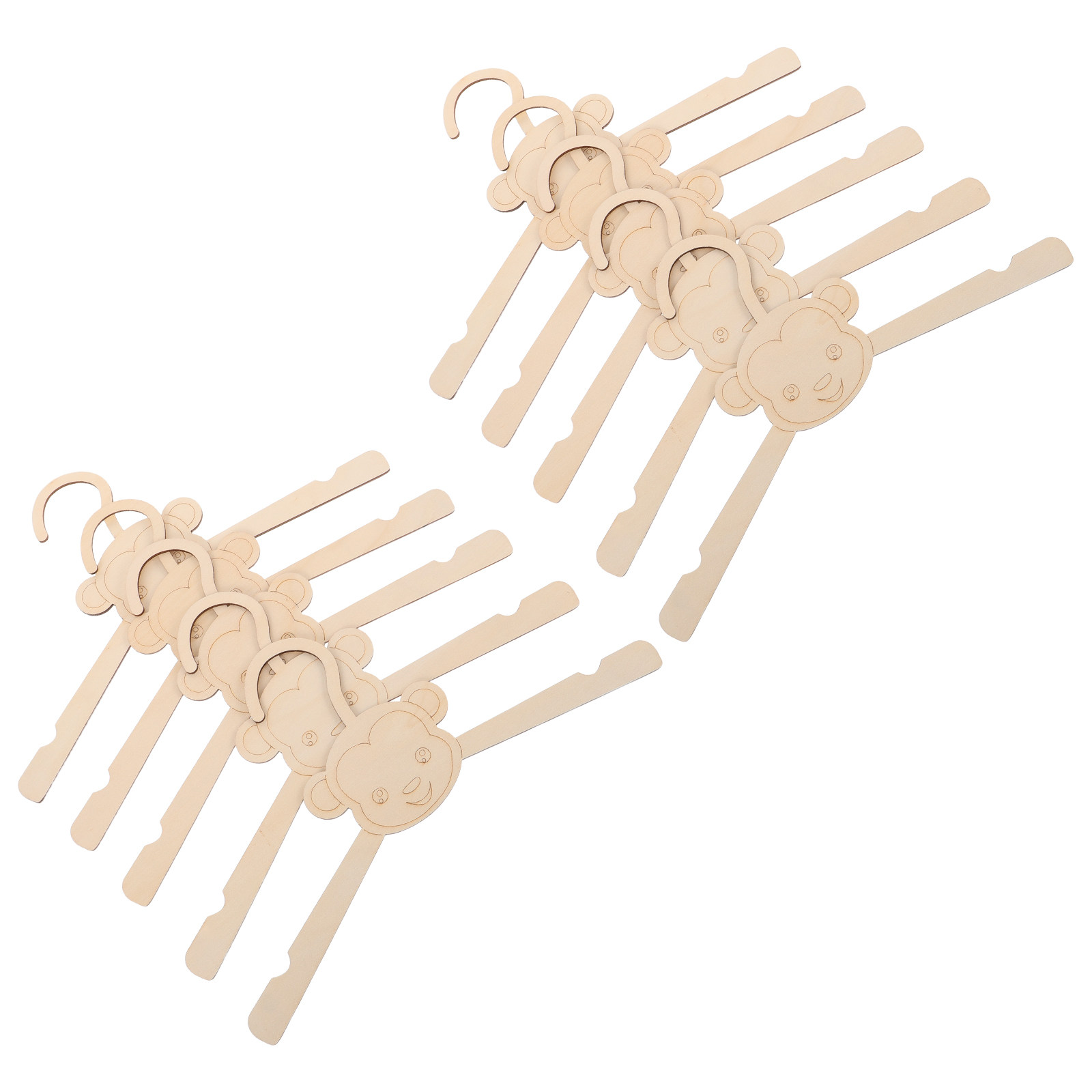 Baby Nursery Closet - 10個入り木製動物ハンガー、猿の形、子供部屋用衣類ホルダー、ベビークローゼットオーガナイザー、かわいいベビー服ハンガー、新生児用キッズ