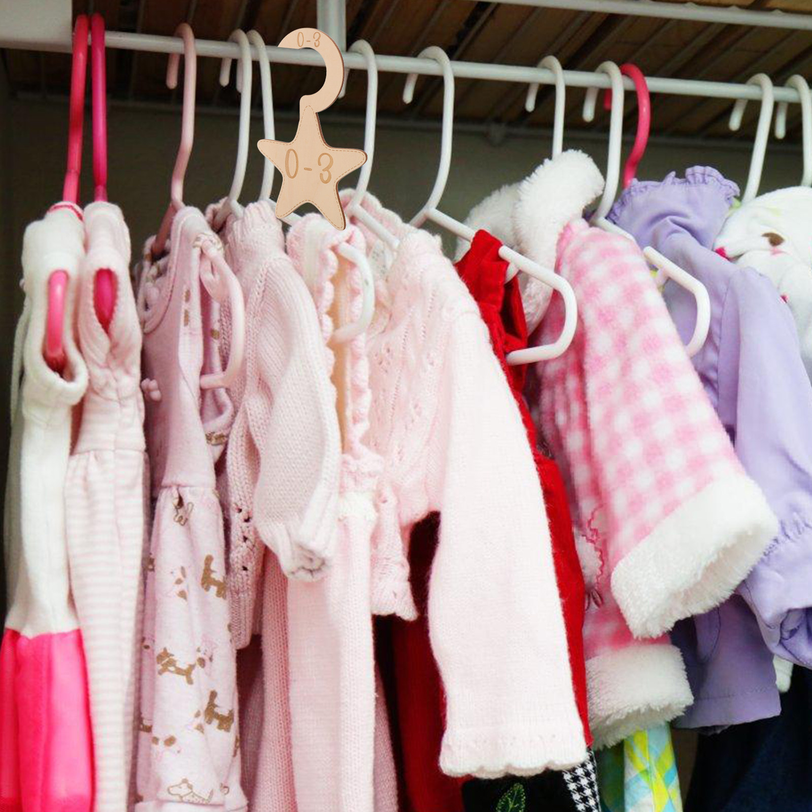 Baby Nursery Organizer - 7個入りベビー服クローゼット仕切り木製サイズディバイダー、子供部屋ワードローブベビークローゼットオーガナイザー、衣類収納用仕切り