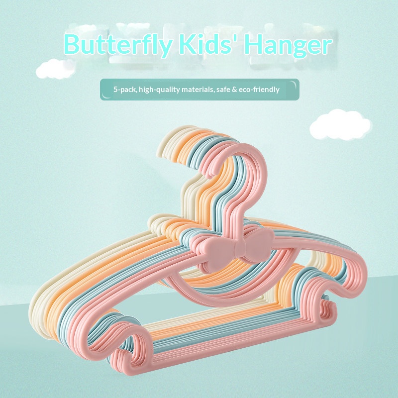 Baby Nursery Hooks - PPプラスチック製ベビーハンガー、かわいいリボン付き、滑り止めフック、乾湿両用、幼児・赤ちゃん用洋服ハンガー、保育園・ワードローブ収納用