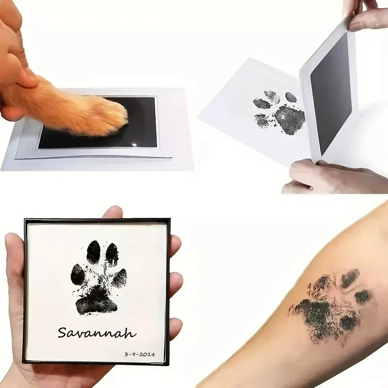 Footprint Ink Kit - 1/2セットペットの手形足跡インクパッド安全無毒ノータッチスキンインクレスインクパッドキットペット猫犬の足跡記念品ギフト