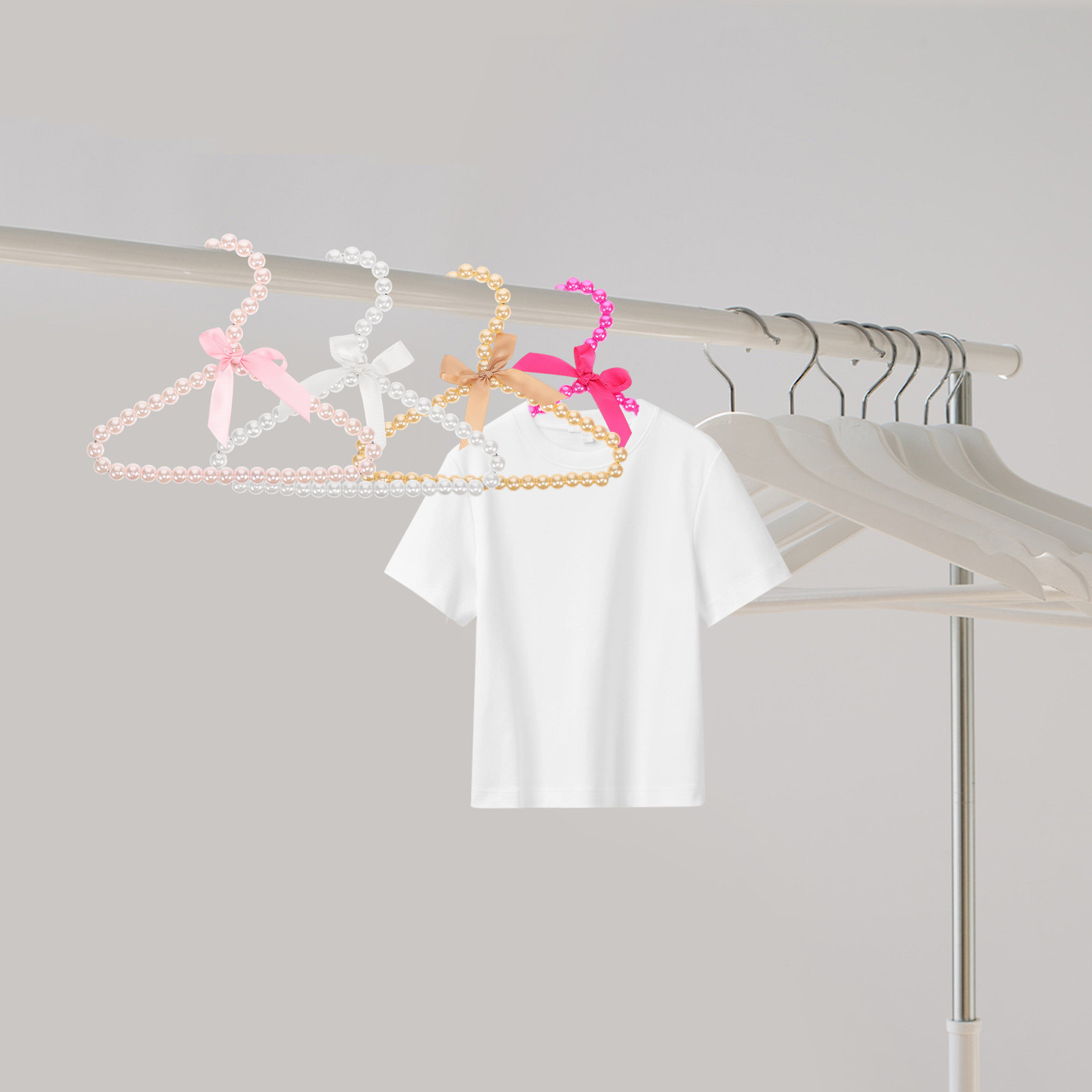Baby Nursery Closet - 4個入りパールペット服ハンガー 多目的ベビーハンガー 保育園クローゼット用 犬服乾燥ラック 子供用幼児服