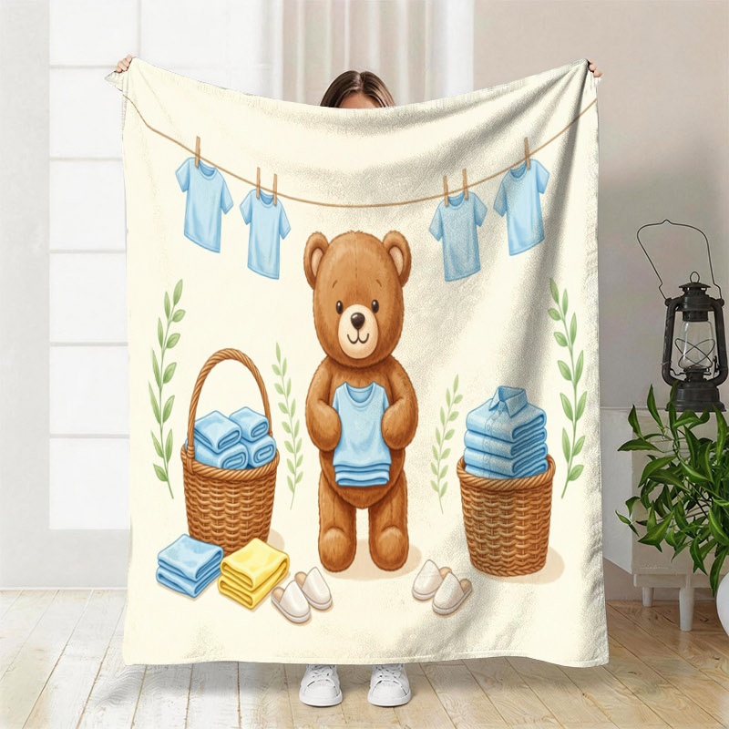 Baby Nursery Themes Boy - かわいいクマのナーサリーテーマスローケット、男の子の子供部屋の装飾、ウォッシュクロス、ランドリー、漫画の記念品、アクセント寝具、収納アートプリント