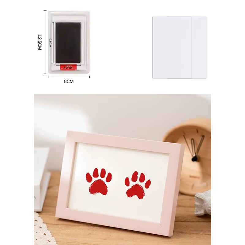 Footprint Ink Kit - 安全で無毒なペット（犬・猫）の足跡インクパッド、洗浄不要、簡単清掃、DIY手形・足形キット、ペットの記念品・思い出