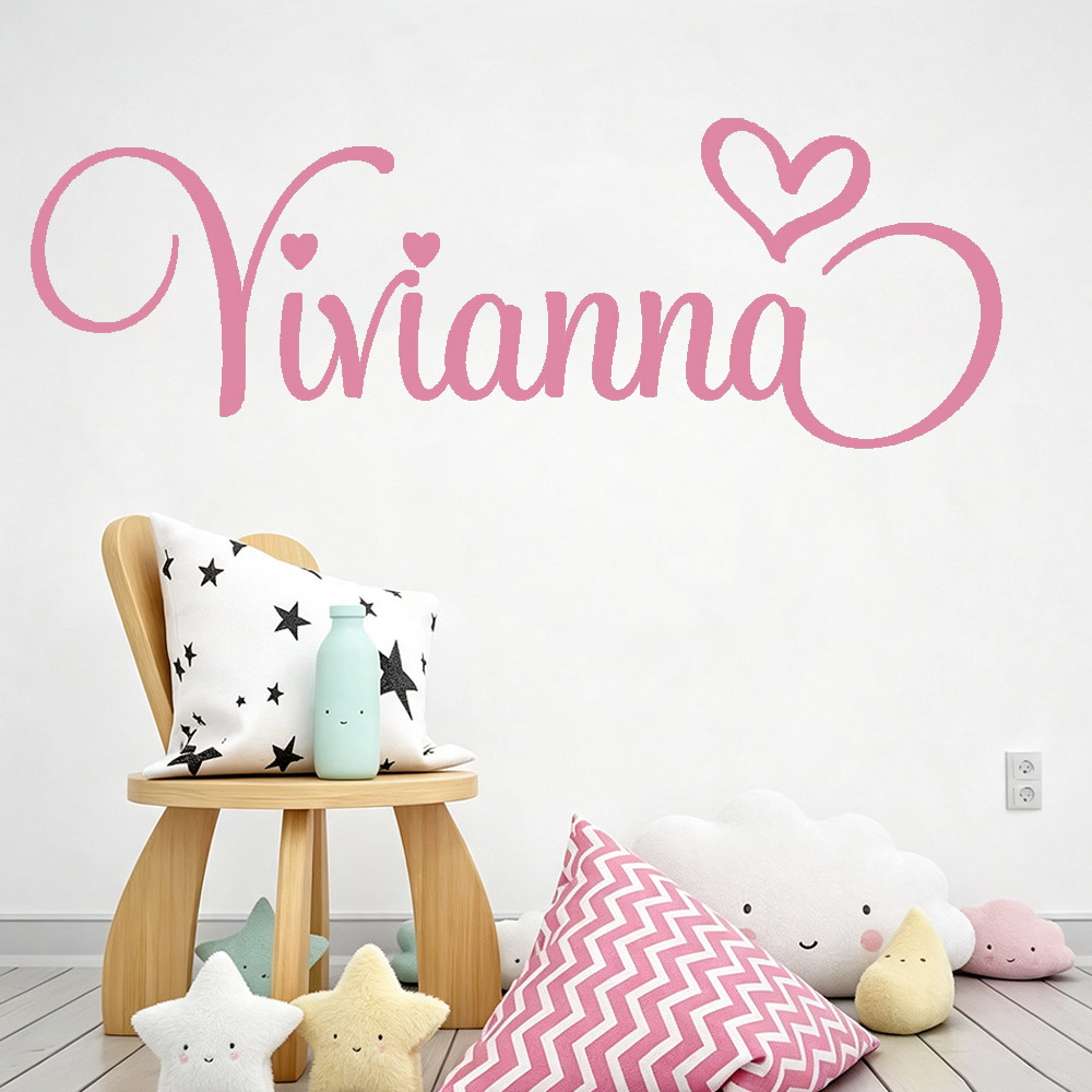Baby Nursery Stickers - 子供部屋用ウォールステッカー パーソナライズされた子供の名前入りビニールデカール ハート型名前入り装飾ステッカー 男の子 女の子 赤ちゃん部屋用