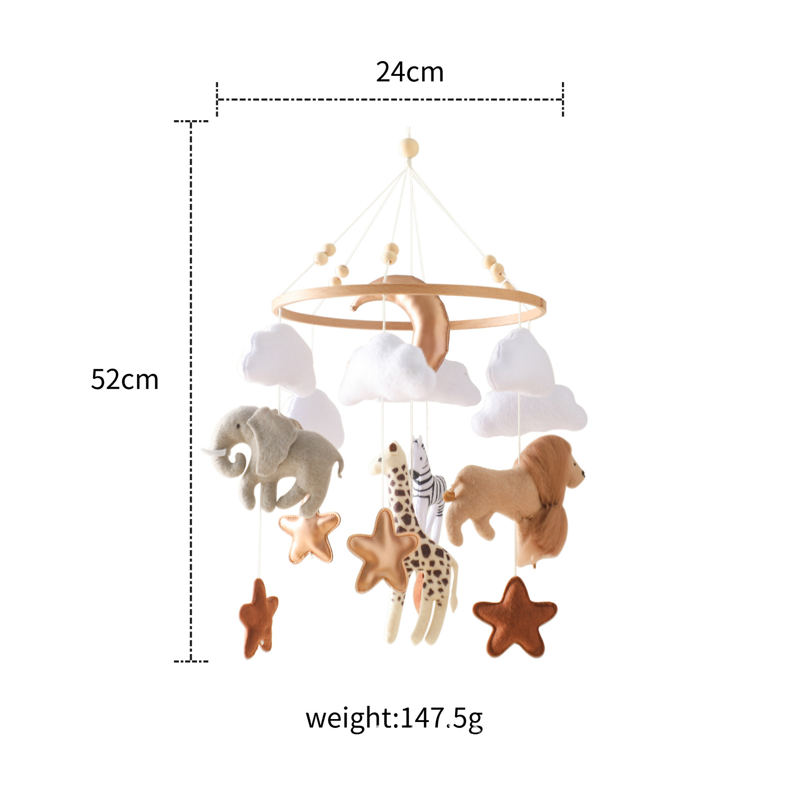 Baby Nursery Jungle - ホット販売北欧手作りフェルトジャングルサファリベビーベッドモバイル動物ベッドベルぶら下げおもちゃ保育園の装飾シャワーギフト