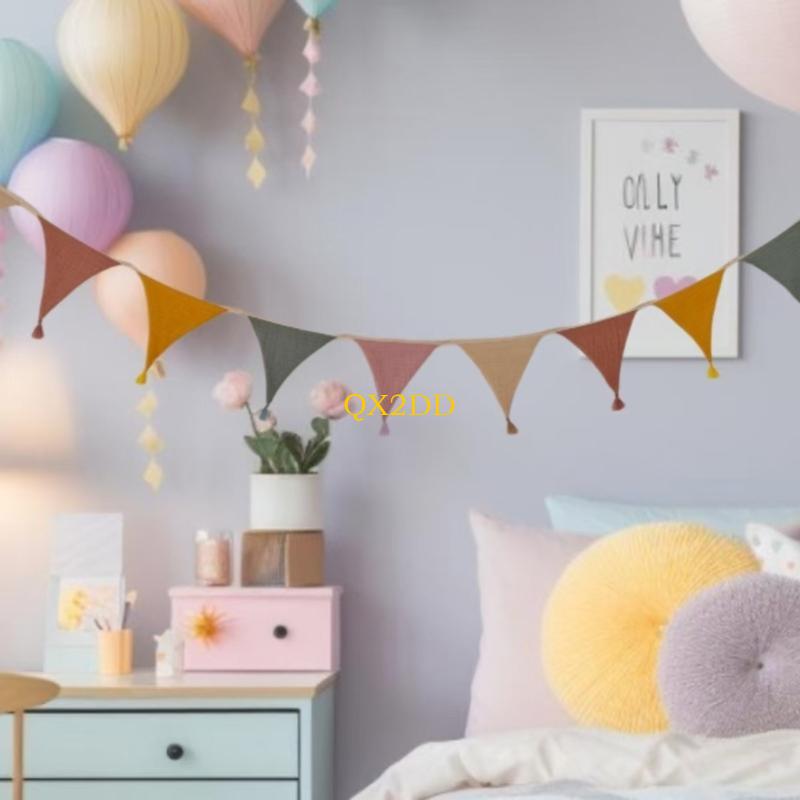 Baby Nursery Gender Neutral - QX2D ソフト生地ホオジロバナー キャンディーカラーの保育園旗 赤ちゃんの写真撮影用 性別中立パーティー装飾 マルチカラー