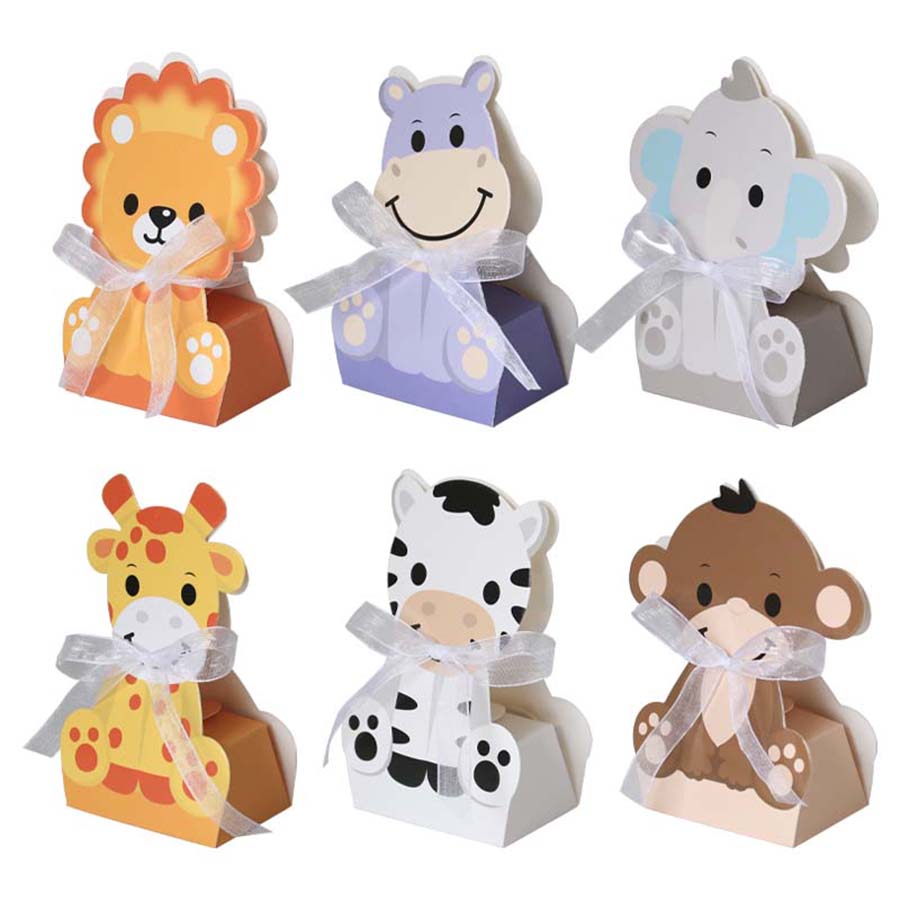 Baby Nursery Jungle Theme - 12 個サファリ動物好意ボックスジャングル動物パーティーギフトグッズボックス動物テーマ誕生日パーティーベビーシャワー用品
