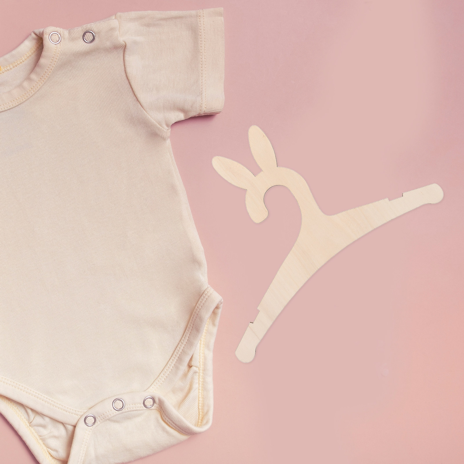 Baby Nursery Organizer - 5個セット DIY木製ベビー服ハンガー バニー耳 子供用 乳幼児用 保育園