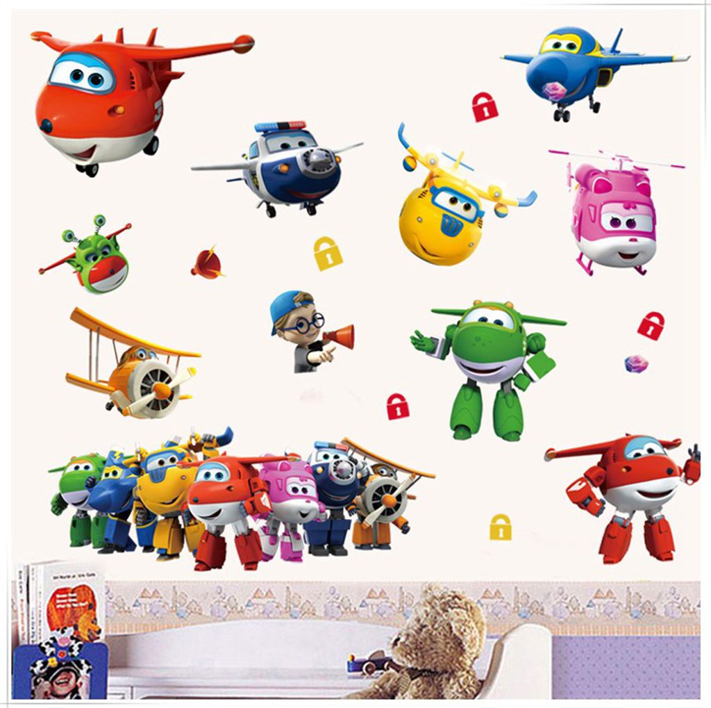 ホット漫画スーパー羽変形飛行機ロボット赤ちゃん家の装飾アニメ - Baby Nursery Stickers のレビューと価格