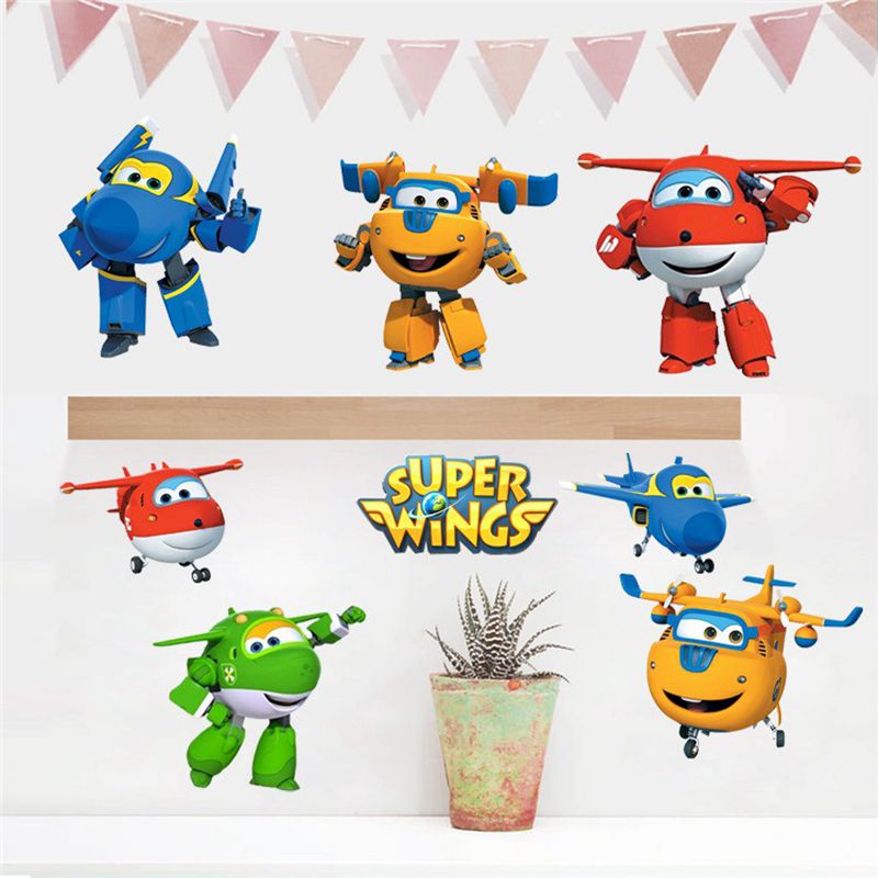 ホット漫画スーパー羽変形飛行機ロボット赤ちゃん家の装飾アニメ - Baby Nursery Stickers のレビューと価格