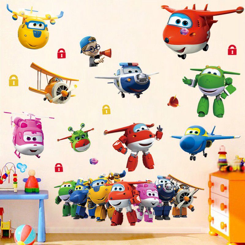 ホット漫画スーパー羽変形飛行機ロボット赤ちゃん家の装飾アニメ - Baby Nursery Stickers のレビューと価格
