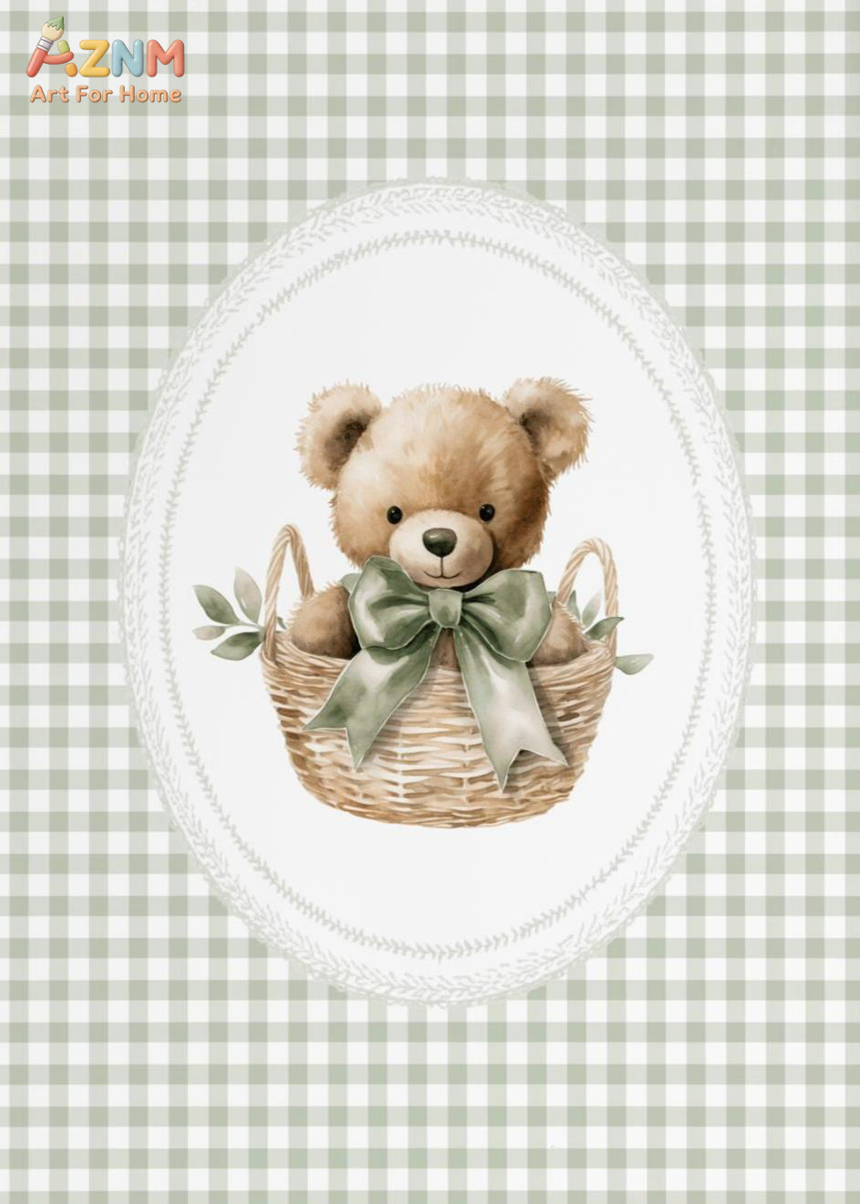 水彩テディベア保育園ウォールアートブルーストライプチェック柄 - Baby Nursery Set Furniture のレビューと価格