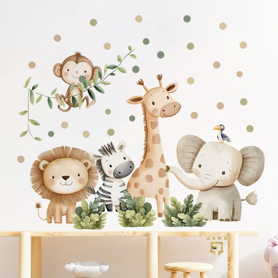 自由奔放に生きる森の動物ウォールステッカーキッズルーム用男の - Baby Nursery Set Furniture のレビューと価格