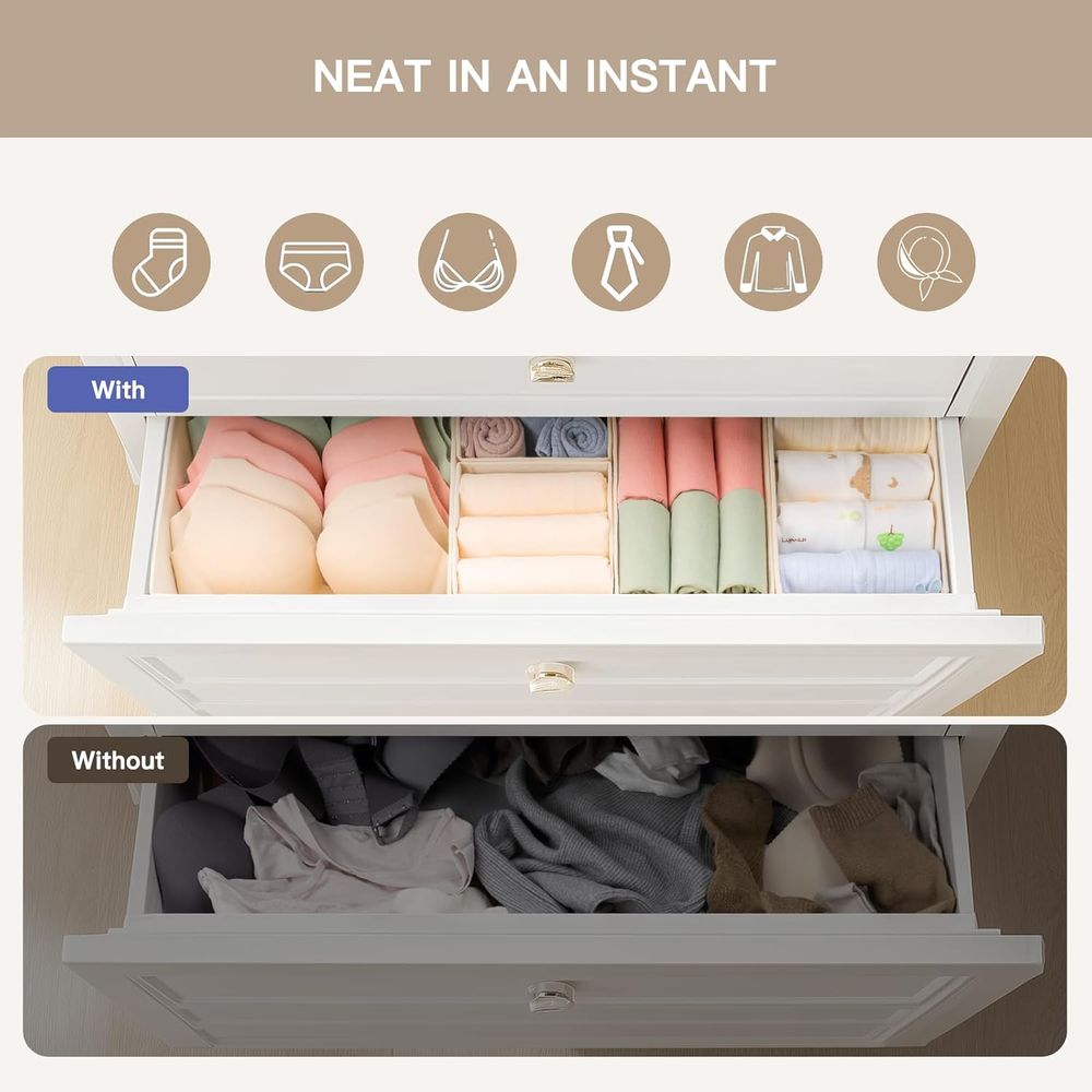 ベビー服、下着、靴下用の10個入り引き出しオーガナイザー - - Baby Nursery Closet のレビューと価格