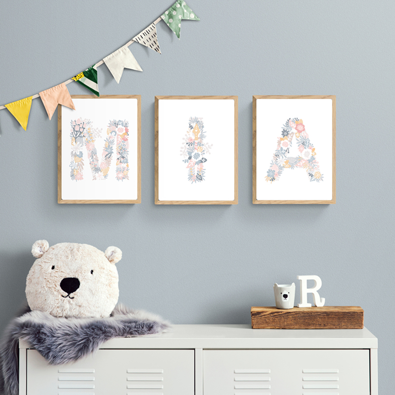 1PC フレームレス花アルファベット文字ユニコーン壁アートキ - Baby Unicorn Nursery のレビューと価格