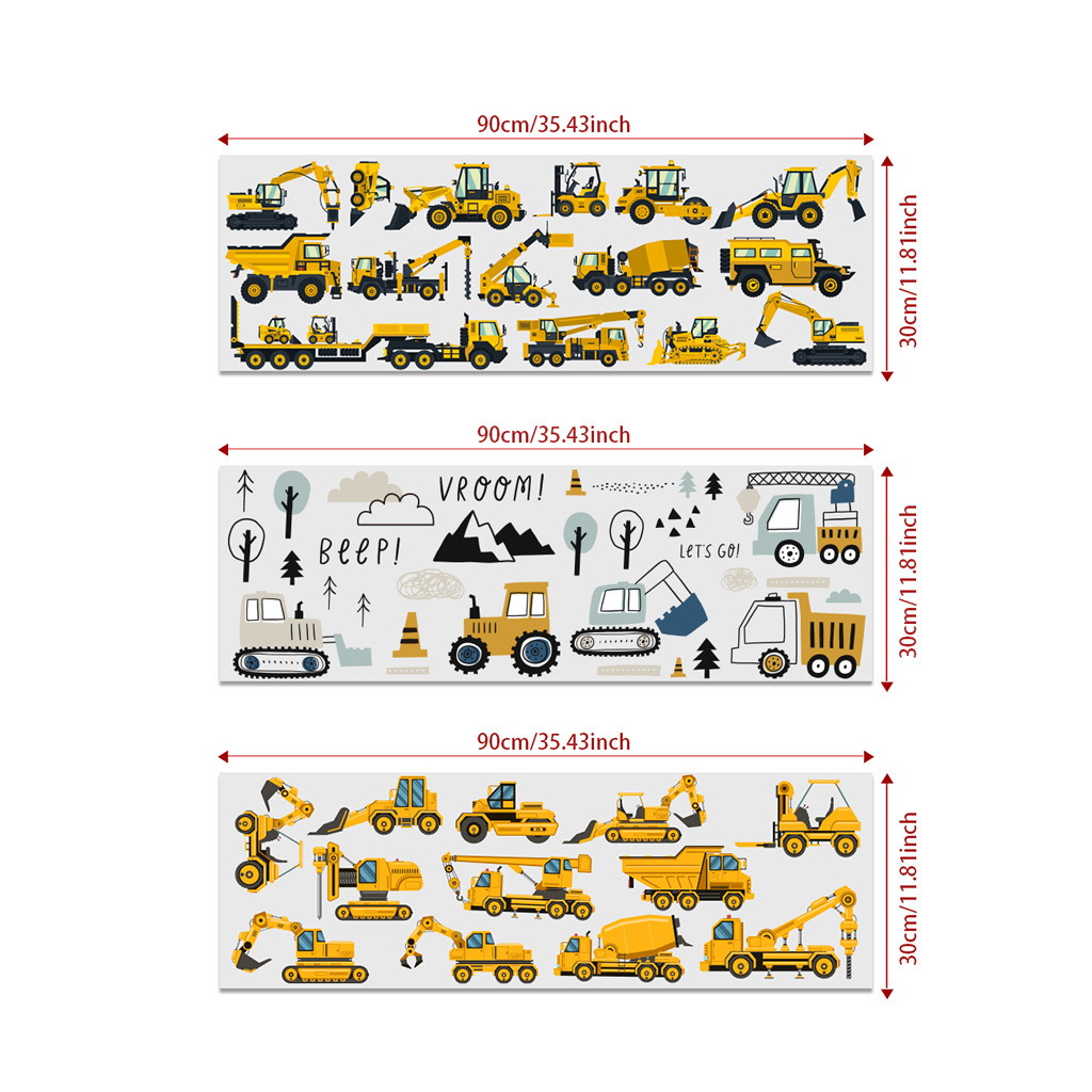 漫画ショベルエンジニアリング車の壁のステッカー自己粘着子供部 - Baby Nursery Stickers のレビューと価格