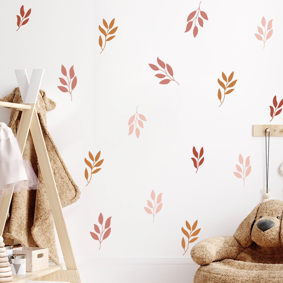 自由奔放に生きる-乾燥した葉の綿のウォールステッカー,水彩, - Baby Nursery Plants のレビューと価格