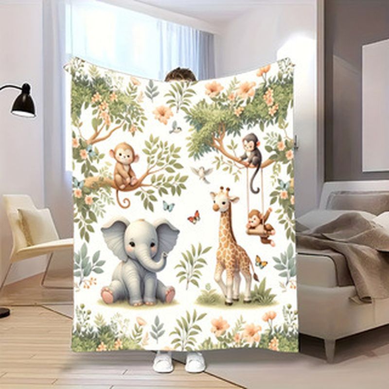 VIKAMA 水彩画ジャングル動物ベビーブランケット象キリン - Baby Nursery Jungle のレビューと価格