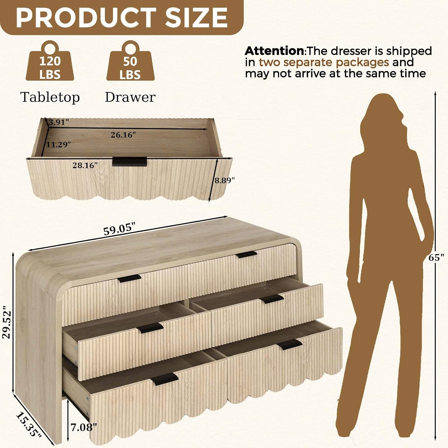 木製6段チェスト、子供部屋収納用引き出し、金属製ハンドル、溝 - Baby Nursery Closet のレビューと価格
