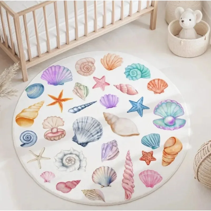 ブルーマリンアニマルズ ラウンドカーペット – リビングルー - Baby Nursery Plants のレビューと価格