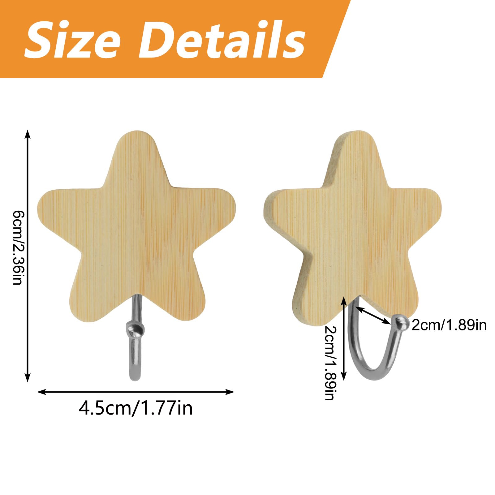 粘着式星型フック、2個入り木製壁掛けフック、装飾用ウォールハ - Baby Nursery Hooks のレビューと価格