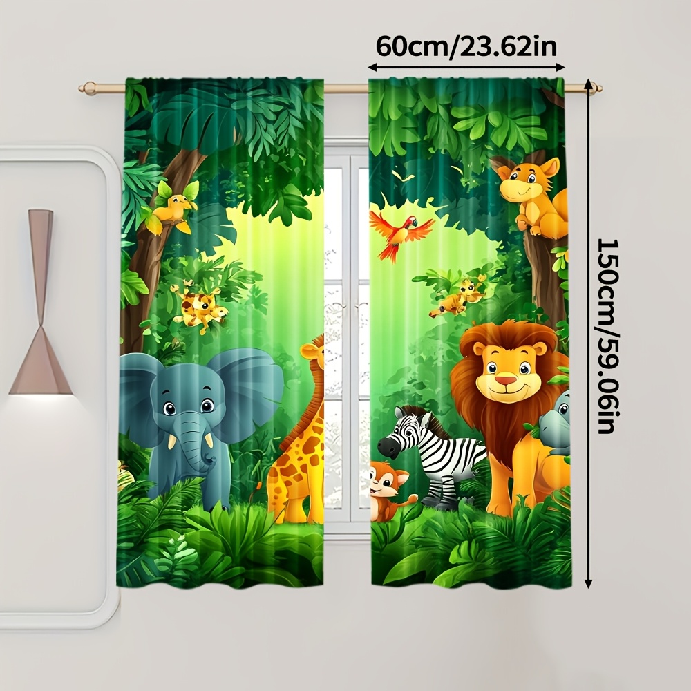 2 個漫画動物カーテンジャングルサファリプリントポリエステル - Baby Nursery Jungle のレビューと価格