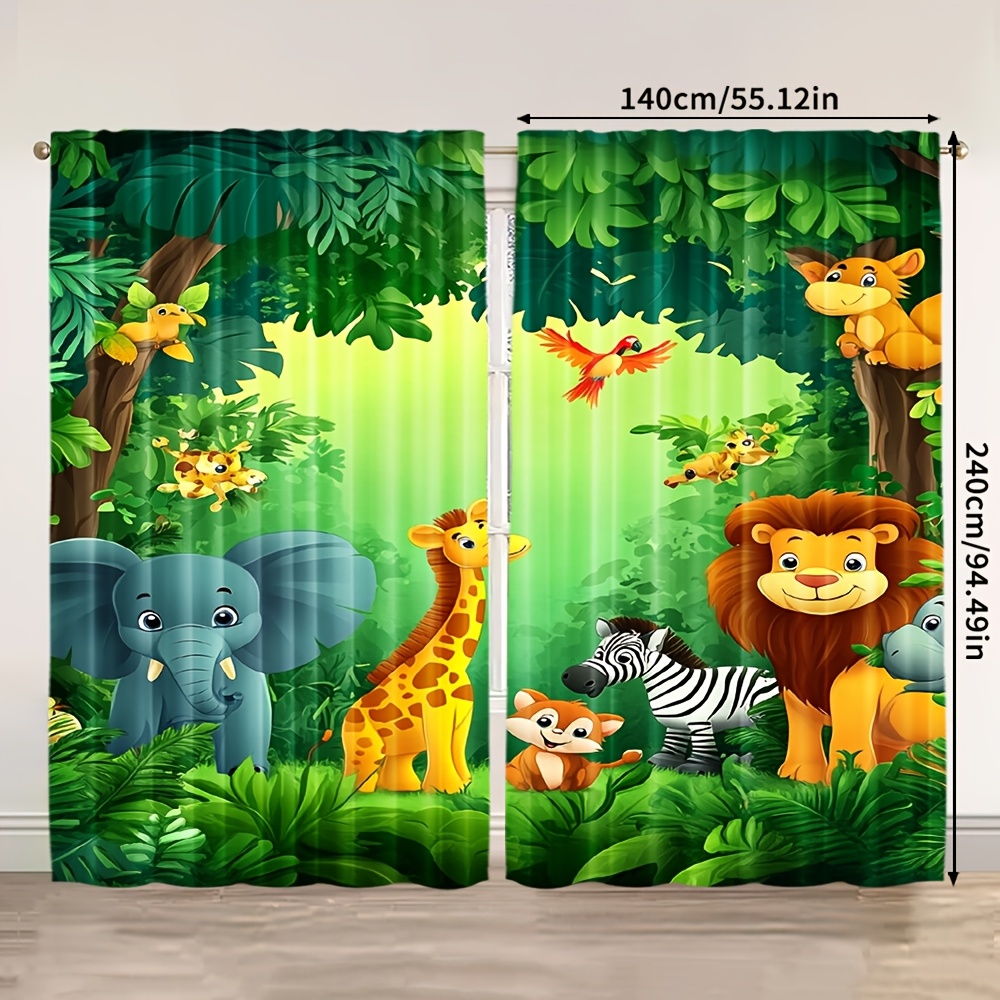 2 個漫画動物カーテンジャングルサファリプリントポリエステル - Baby Nursery Jungle のレビューと価格