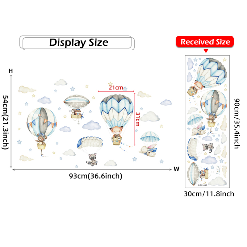 漫画かわいい動物熱気球ウォールステッカーキッズルームベビー保 - Baby Nursery Stickers のレビューと価格