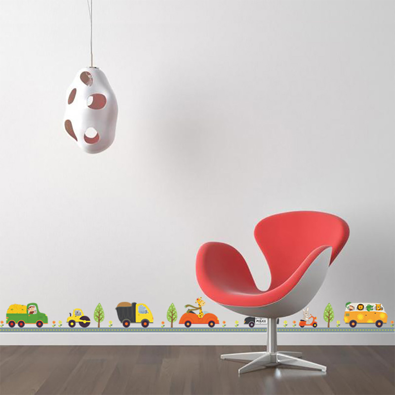 漫画の動物の車のウォールステッカー,子供部屋の装飾,背景の装 - Baby Nursery Stickers のレビューと価格