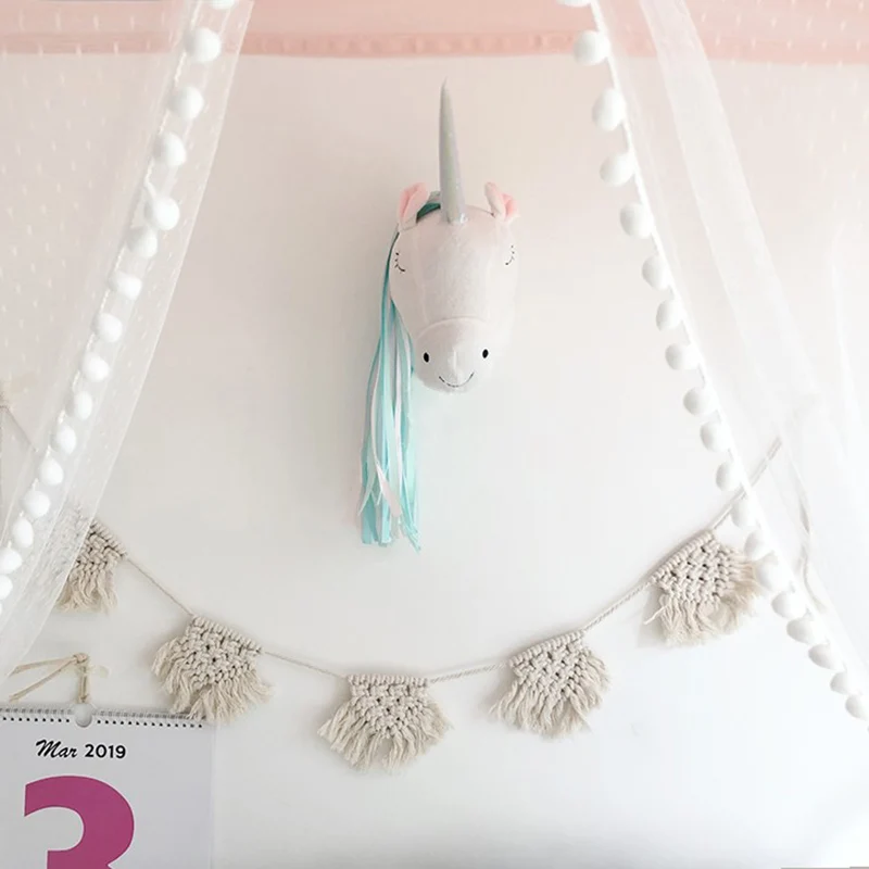 ユニコーンのぬいぐるみ動物の頭の壁掛け飾り 北欧スタイル ベ - Baby Unicorn Nursery のレビューと価格