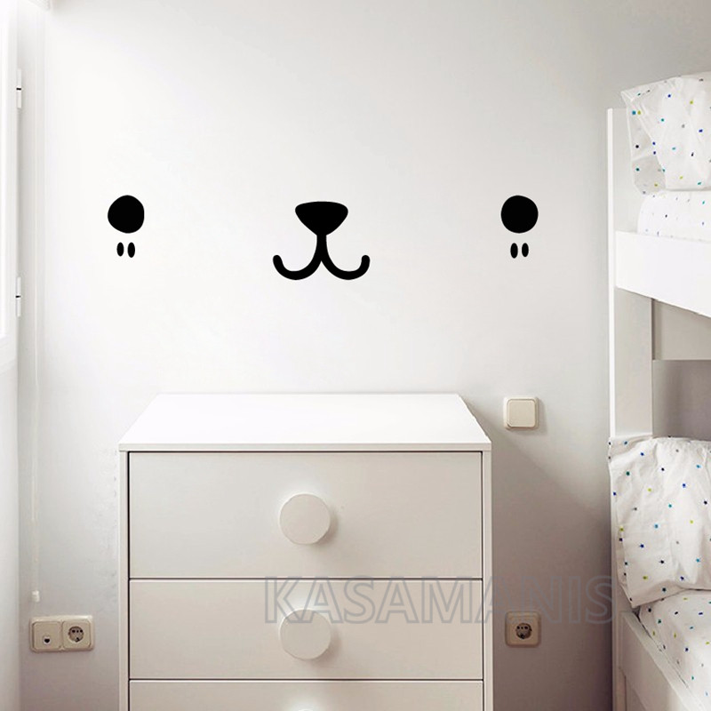 ウォールステッカーかわいいカワイイフェイスアートデカール猫犬 - Baby Nursery Set Furniture のレビューと価格