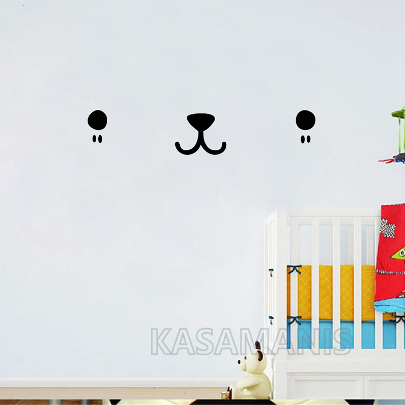 ウォールステッカーかわいいカワイイフェイスアートデカール猫犬 - Baby Nursery Set Furniture のレビューと価格