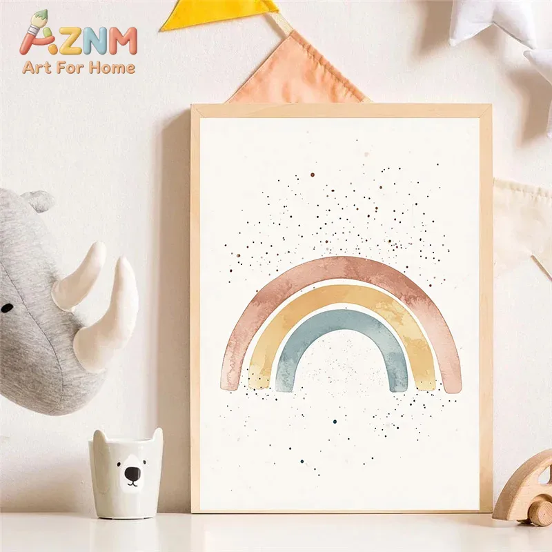AZNM 水彩画のかわいい動物キャンバスウォールアート ユニ - Baby Unicorn Nursery のレビューと価格