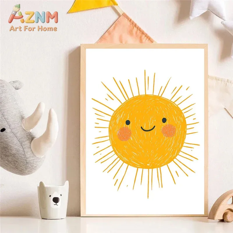 AZNM 水彩画のかわいい動物キャンバスウォールアート ユニ - Baby Unicorn Nursery のレビューと価格