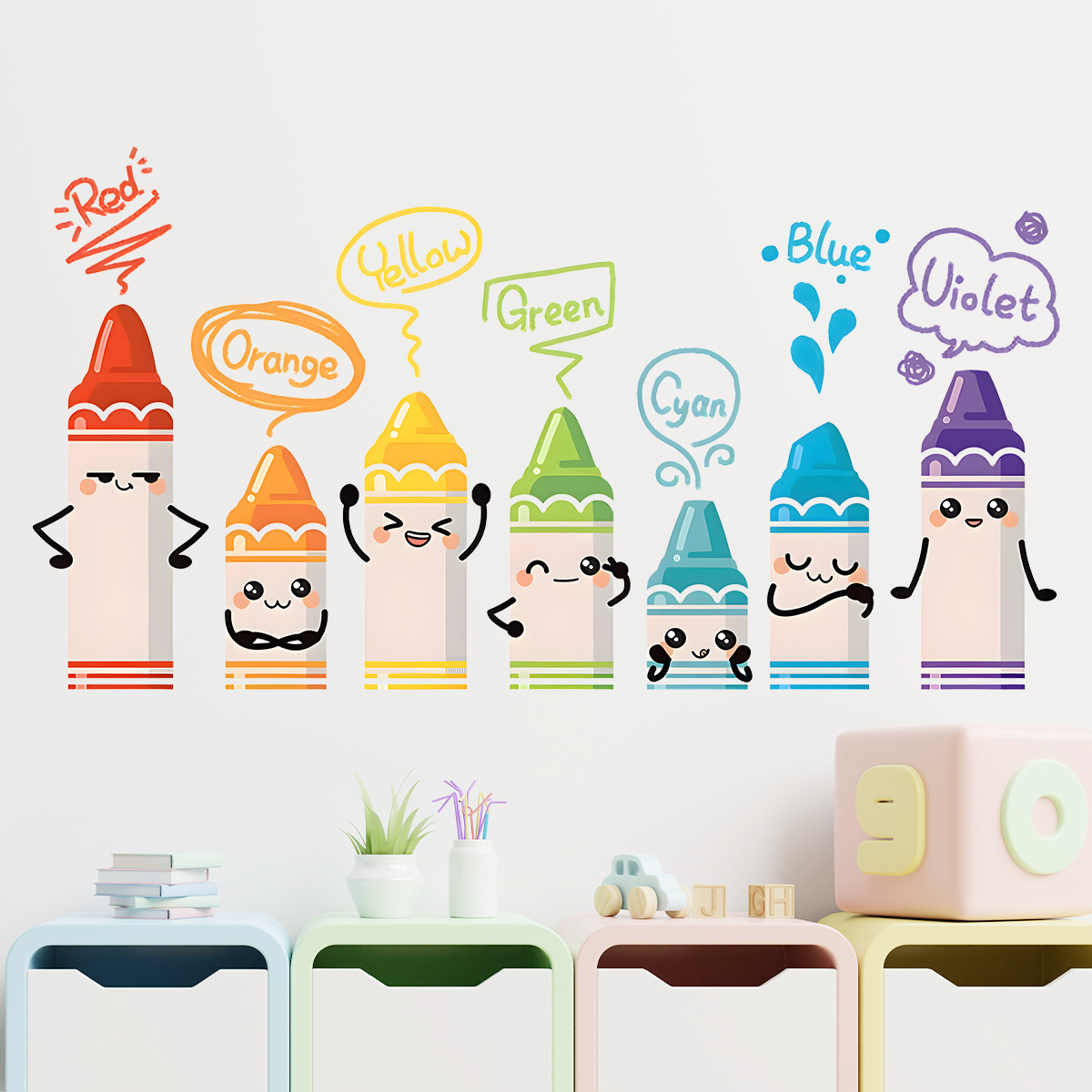 子供部屋用のクレヨンパターンのウォールステッカー,かわいいカ - Baby Nursery Set Furniture のレビューと価格