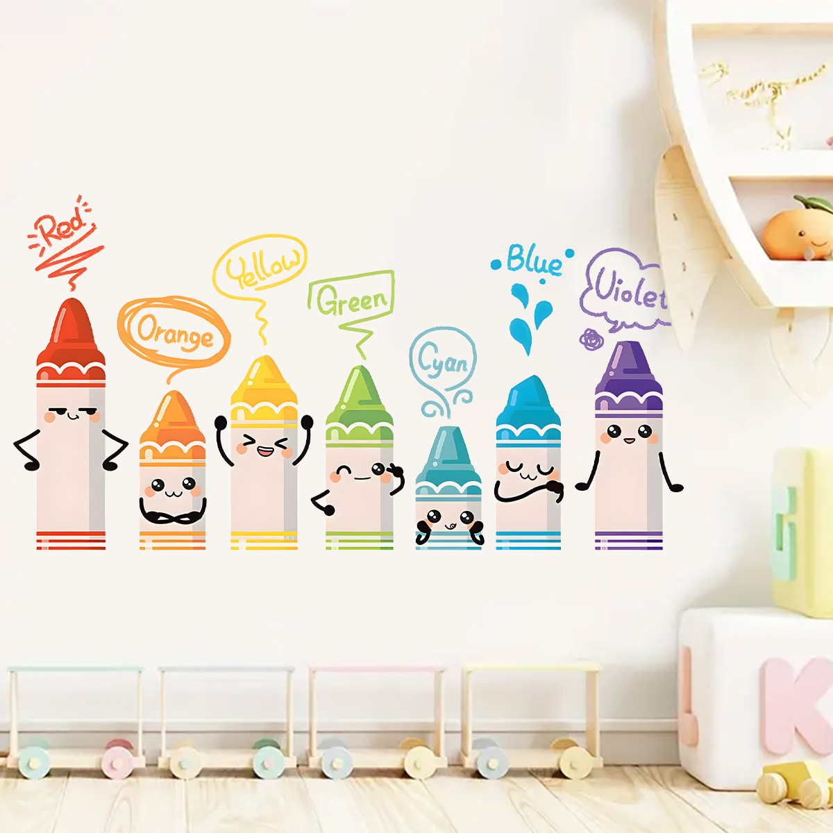 子供部屋用のクレヨンパターンのウォールステッカー,かわいいカ - Baby Nursery Set Furniture のレビューと価格