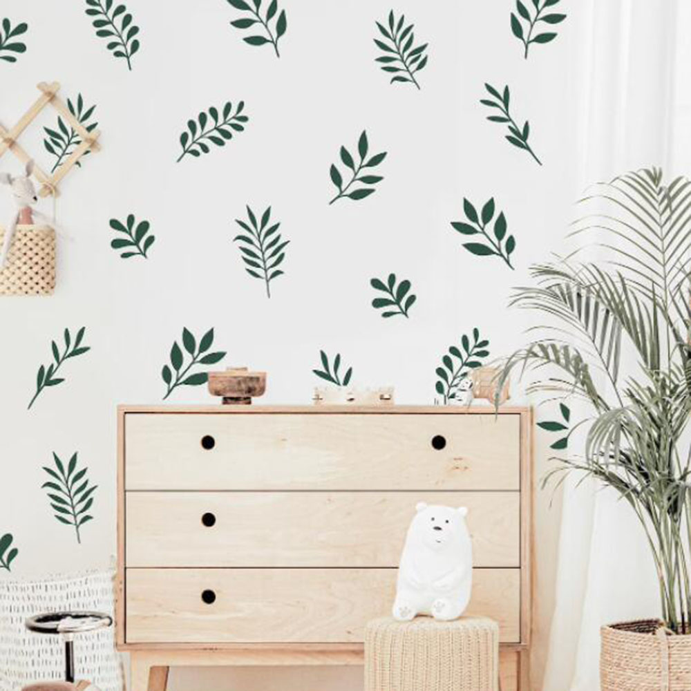 41 個植物の葉の壁のステッカープレイルーム寝室自然植物木の - Baby Nursery Plants のレビューと価格