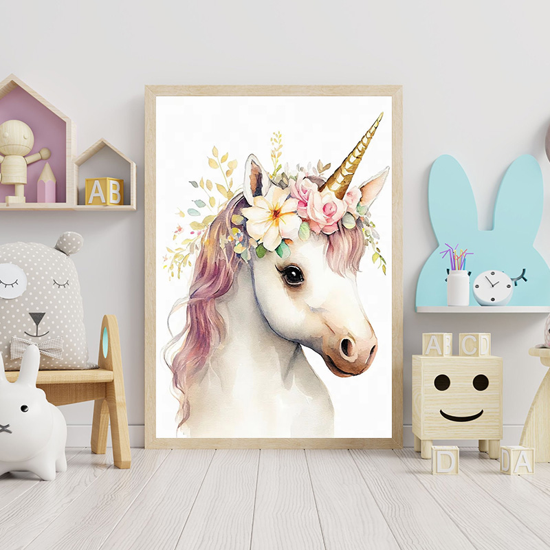 赤ちゃんクマバニー鹿アライグマフクロウユニコーンチーター水彩 - Baby Unicorn Nursery のレビューと価格