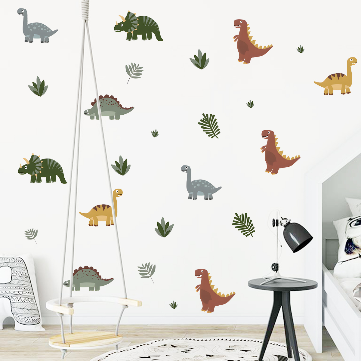 漫画かわいい恐竜の葉動物ウォールステッカー取り外し可能なキッ - Baby Nursery Stickers のレビューと価格