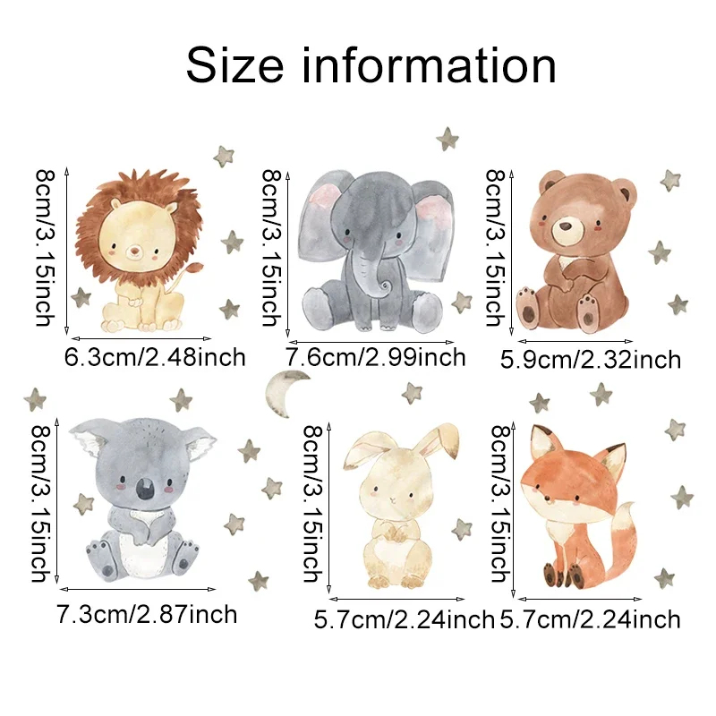 1/2/4/6 セット漫画動物ウォールステッカー子供部屋用ベ - Baby Nursery Stickers のレビューと価格