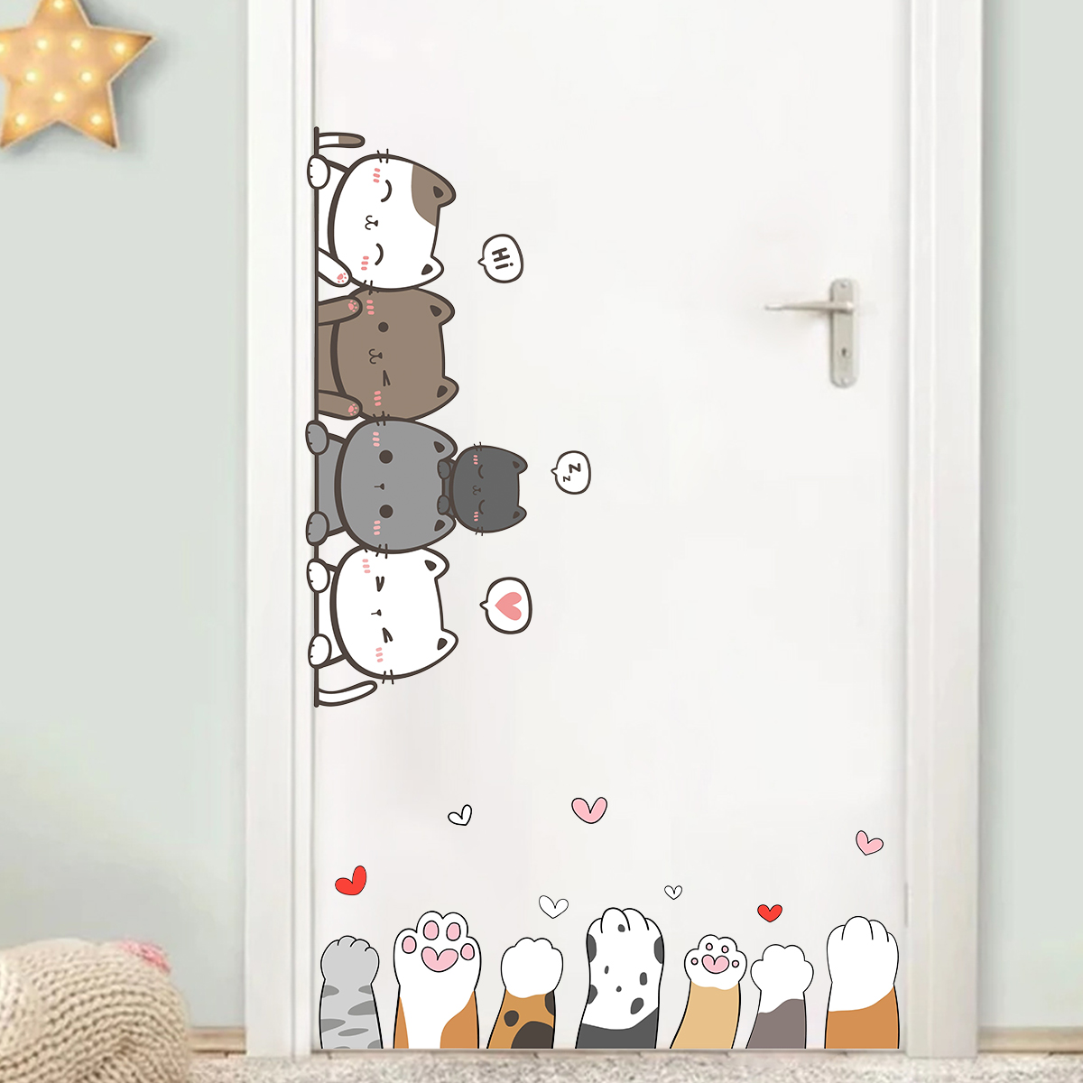 1Pc 漫画かわいい猫の爪子供の部屋のドアの壁のステッカー寝 - Baby Nursery Set Furniture のレビューと価格