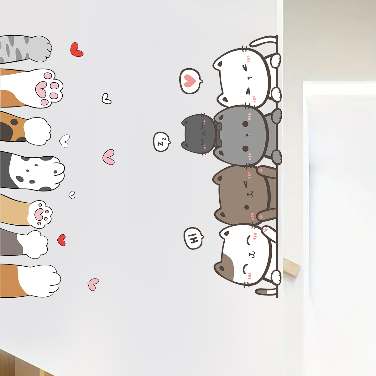 1Pc 漫画かわいい猫の爪子供の部屋のドアの壁のステッカー寝 - Baby Nursery Set Furniture のレビューと価格